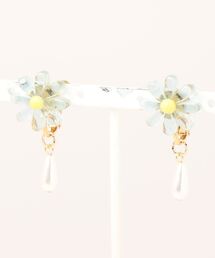 【tschuss(チュース)】小さなパール&レトロフラワーイヤリング