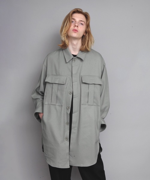 ato（アトウ）の「OVERSIZED CPO（シャツ/ブラウス・メンズ・ブラック/ライトグリーン・44/46/48）」の8枚目の写真