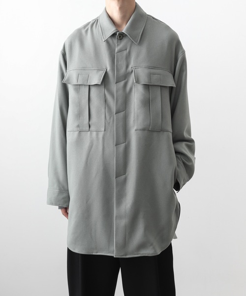 ato（アトウ）の「OVERSIZED CPO（シャツ/ブラウス・メンズ・ブラック/ライトグリーン・44/46/48）」の13枚目の写真