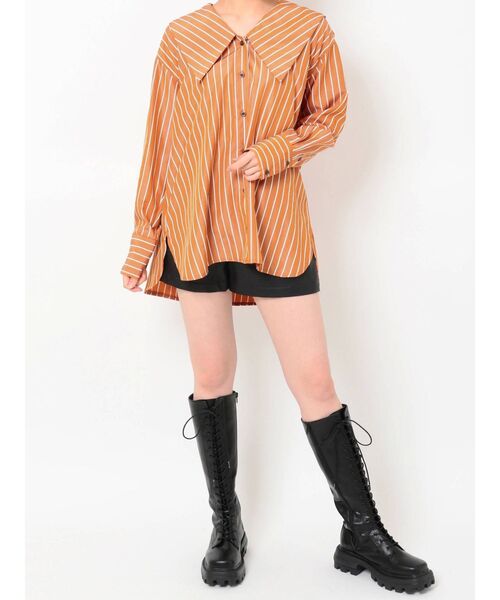 EVRIS(エヴリス)の「ストライプ BIG COLLAR シャツ(シャツ/ブラウス・レディース・ホワイト/ブルー/オレンジ・FREE)」の14枚目の写真