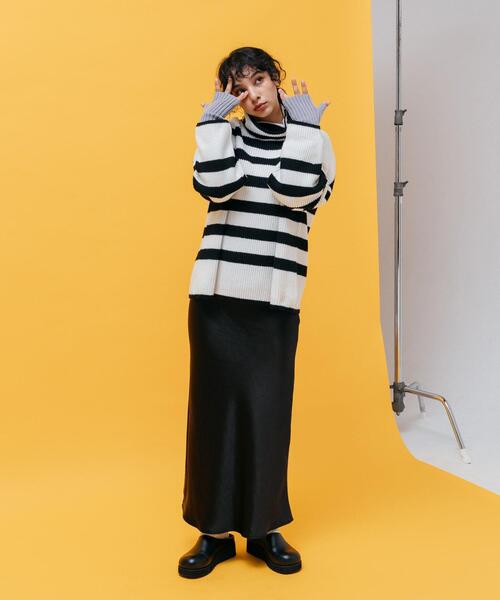 CITEN(シテン)の「<CITEN>ムジ/ボーダー カタアゼ ハイネック ニット(ニット/セーター・レディース・ブラック/ピンク/ロイヤルブルー・FREE)」の10枚目の写真