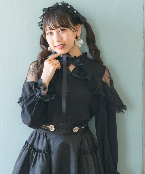 ROJITA（ロジータ）の「Wリボンレース切替ラッフルブラウス（シャツ/ブラウス・レディース・ホワイト/ブラック/パープル・FREE）」の9枚目の写真