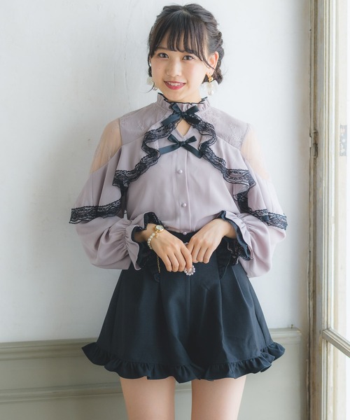 ROJITA（ロジータ）の「Wリボンレース切替ラッフルブラウス（シャツ/ブラウス・レディース・ホワイト/ブラック/パープル・FREE）」の18枚目の写真