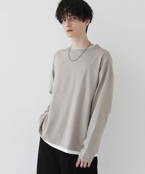 ASTRONOMY(アストロノミー)の「ルーズベーシック フェイクレイヤード長袖Tシャツ(Tシャツ/カットソー・メンズ・グレー/チャコール/ホワイト/ブラック/ワイン/ブルー/ベージュ/サックスブルー/ブラウン・L/XL/S/M)」の7枚目の写真