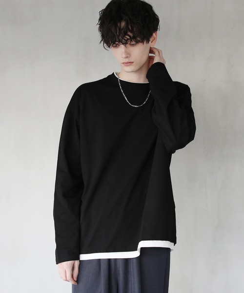 ASTRONOMY(アストロノミー)の「ルーズベーシック フェイクレイヤード長袖Tシャツ(Tシャツ/カットソー・メンズ・グレー/チャコール/ホワイト/ブラック/ワイン/ブルー/ベージュ/サックスブルー/ブラウン・L/XL/S/M)」の18枚目の写真