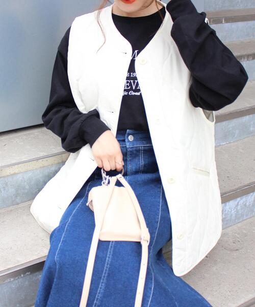 INGNI（イング）の「キルティング／ベスト（ベスト・レディース・ブラック/カーキ/アイボリー・M）」の13枚目の写真