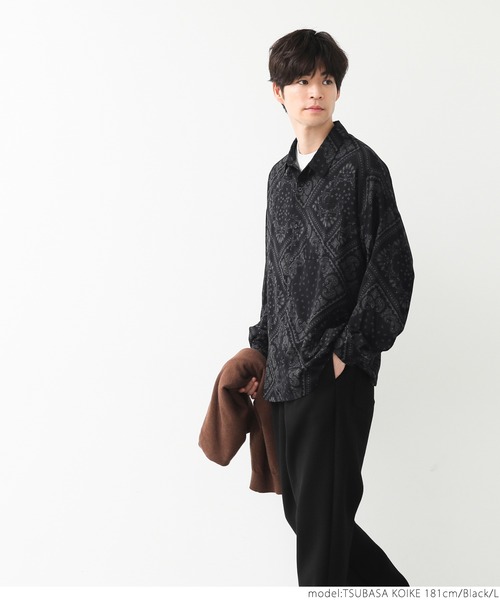 coca(coca)(コカ)の「メンズアソート柄シャツ(シャツ/ブラウス・メンズ・アイボリー/ブラック/ブルー・M/L/XL)」の9枚目の写真