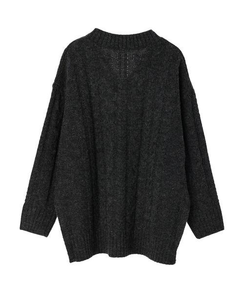 CRAFT STANDARD BOUTIQUE（クラフトスタンダードブティック）の「Vネックケーブルニットプルオーバー　◆（ニット/セーター・レディース・ブラック/ベージュ/ブラウン/カーキ/マスタード・FREE）」の7枚目の写真