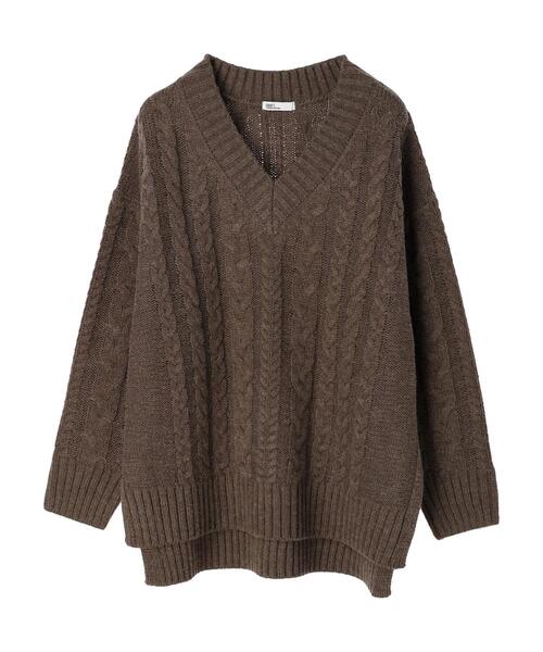CRAFT STANDARD BOUTIQUE（クラフトスタンダードブティック）の「Vネックケーブルニットプルオーバー　◆（ニット/セーター・レディース・ブラック/ベージュ/ブラウン/カーキ/マスタード・FREE）」の20枚目の写真
