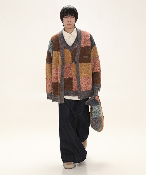 MASONPRINCE(メイソンプリンス)の「ブロックチェックニットトートバッグ BB2020【MASONPRINCE】(トートバッグ・メンズ・ブラウン系その他/パープル系その他・FREE)」の6枚目の写真