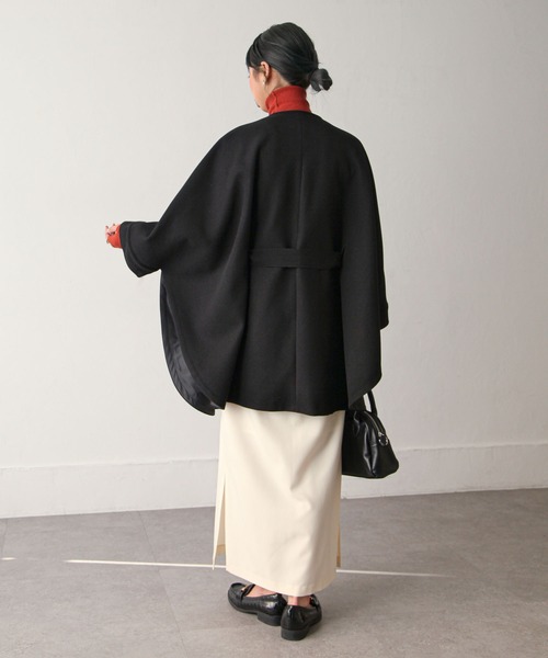 Chillfar（チルファー）の「ストール付きポンチョ（ノーカラーコート・レディース・モカ/グリーン/アイボリー/ベージュ/ブラック・FREE）」の19枚目の写真