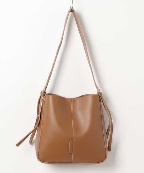 LAC-VERT（ラック・ヴェール）の「PWレザーショルダーバッグ（ショルダーバッグ・レディース・キャメル/ホワイト/ブラック/ベージュ/ブラウン・FREE）」の7枚目の写真