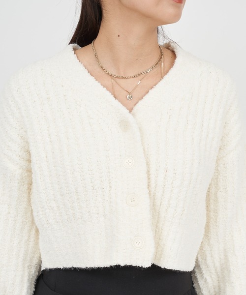 ROYAL PARTY（ロイヤルパーティー）の「【ZOZO限定】フワフワカーディガン（カーディガン/ボレロ・レディース・ピンク/オフホワイト/ラベンダー/ブラック・FREE）」の5枚目の写真