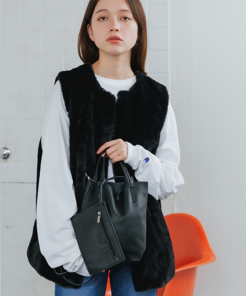 MARLON FIRENZE(マーロンフィレンツェ)の「MARLON FIRENZE/マーロンフィレンツェ MINI CON TRACOLLA ハンドバック ミニバッグ ショルダーバッグ 2WAY(ハンドバッグ・レディース・ブラウン/ブラック/ブルー・FREE)」の2枚目の写真