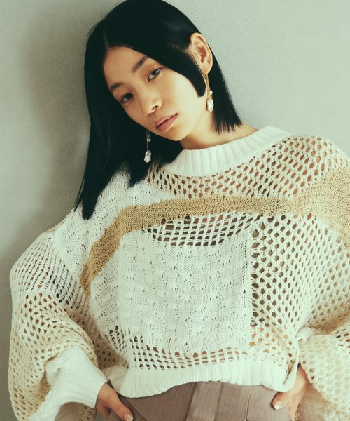 LAYMEE（レイミー）の「Armand knit / アルマンニット（ニット/セーター・レディース・アイボリー/ブラック・FREE）」の2枚目の写真