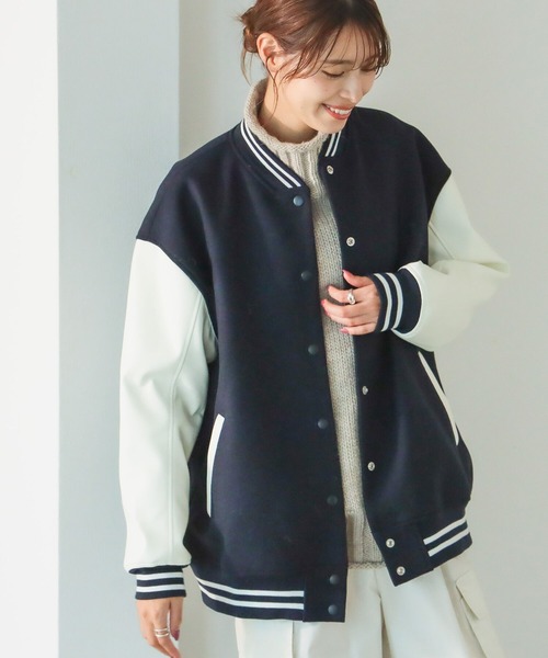 B:MING by BEAMS（ビーミングバイビームス）の「B:MING by BEAMS / 袖切替 スタジャン（スタジャン・レディース・ブラック×ブラック/ネイビー×ホワイト・SMALL/MEDIUM）」の16枚目の写真