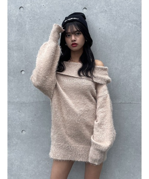 ENVYM(アンビー)の「E LOGO ニット CAP(ニットキャップ/ビーニー・レディース・ホワイト/ブラック・FREE)」の1枚目の写真