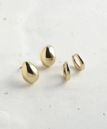 【GOLDY】メタル ドロップ & ナノ ワンタッチ 2ペア ピアス / 1210910※