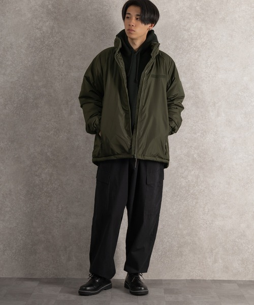 SlashDate（スラッシュデイト）の「中綿スタンドミリタリージャケット/ハッピージャケット/ビッグシルエット/撥水（ミリタリージャケット・メンズ・ブラック/アイボリー/カーキ・M/L/XL）」の5枚目の写真