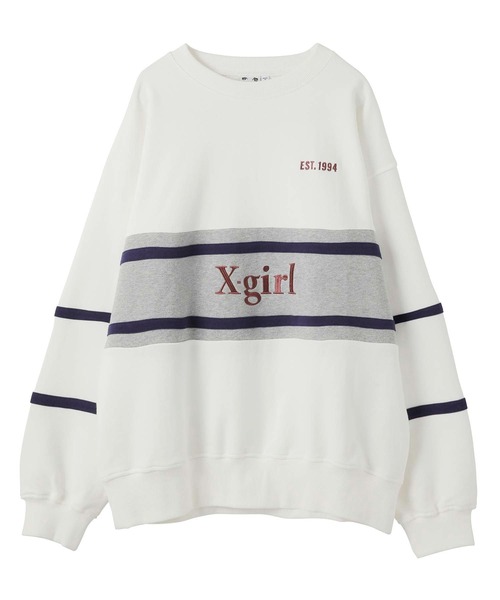 X-girl（エックスガール）の「OLDIES SWEAT TOP（スウェット・レディース・ライトグリーン/チャコール/ホワイト・S/M）」の19枚目の写真