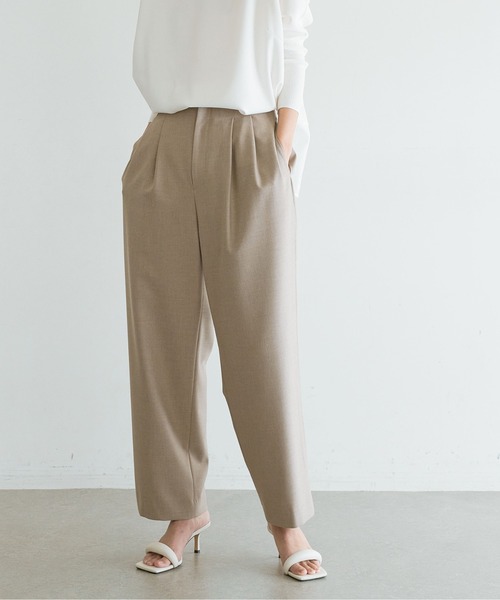 GALLARDAGALANTE（ガリャルダガランテ）の「《セットアップ対応》ハイウエスト2タックパンツ（スラックス・レディース・ベージュ/グレー・0/1/2）」の9枚目の写真