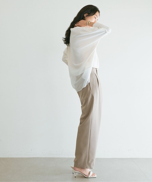 GALLARDAGALANTE（ガリャルダガランテ）の「《セットアップ対応》ハイウエスト2タックパンツ（スラックス・レディース・ベージュ/グレー・0/1/2）」の7枚目の写真