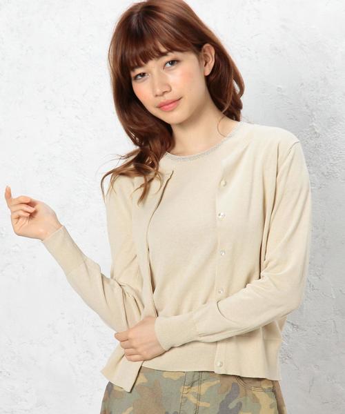 green label relaxing(グリーンレーベルリラクシング)の「SelfWash UV アンサンブル カーディガン(カーディガン/ボレロ・レディース・ベージュ/ネイビー・フリー)」の1枚目の写真