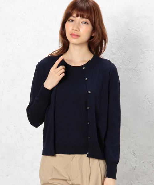 green label relaxing(グリーンレーベルリラクシング)の「SelfWash UV アンサンブル カーディガン(カーディガン/ボレロ・レディース・ベージュ/ネイビー・フリー)」の2枚目の写真