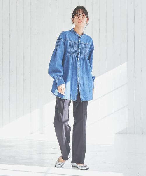 coen（コーエン）の「デニムピンタックブラウス（シャツ/ブラウス