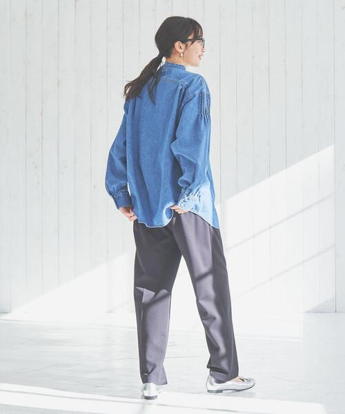 極美品✴︎Pheeta デニム ピンタック ブラウス ライトブルー coen（コーエン）の「デニムピンタックブラウス（シャツ/ブラウス