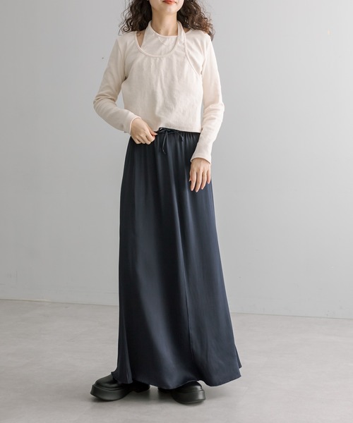 mystic（ミスティック）の「【サイズ展開あり】イージーサテンスカート（スカート・レディース・ライトグレー/ネイビー/グリーン・1/2）」の19枚目の写真