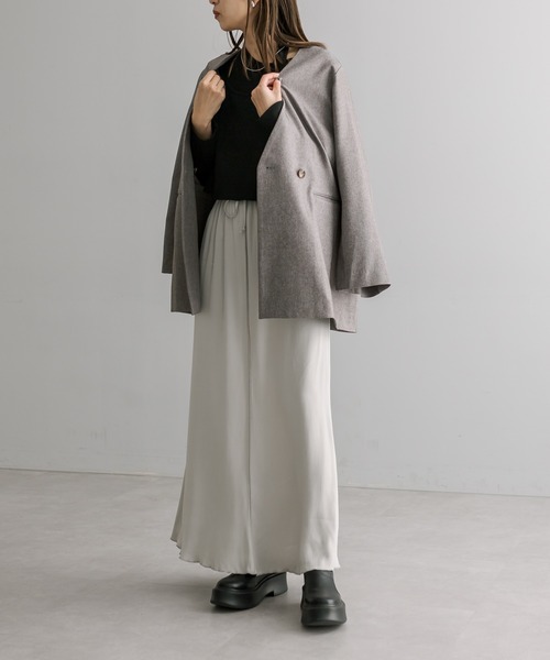 mystic（ミスティック）の「【サイズ展開あり】イージーサテンスカート（スカート・レディース・ライトグレー/ネイビー/グリーン・1/2）」の11枚目の写真