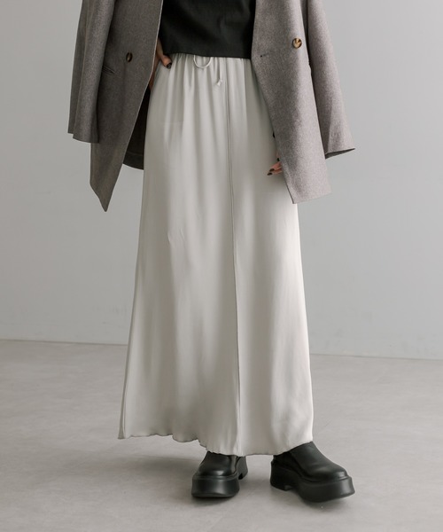mystic（ミスティック）の「【サイズ展開あり】イージーサテンスカート（スカート・レディース・ライトグレー/ネイビー/グリーン・1/2）」の12枚目の写真