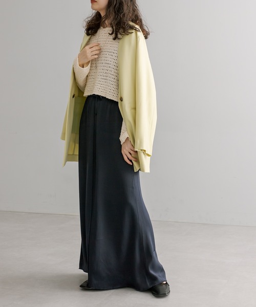 mystic（ミスティック）の「【サイズ展開あり】イージーサテンスカート（スカート・レディース・ライトグレー/ネイビー/グリーン・1/2）」の4枚目の写真