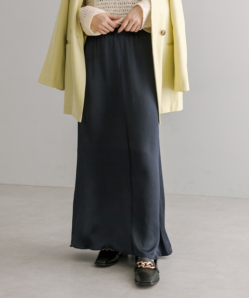 mystic（ミスティック）の「【サイズ展開あり】イージーサテンスカート（スカート・レディース・ライトグレー/ネイビー/グリーン・1/2）」の7枚目の写真