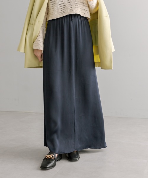 mystic（ミスティック）の「【サイズ展開あり】イージーサテンスカート（スカート・レディース・ライトグレー/ネイビー/グリーン・1/2）」の9枚目の写真