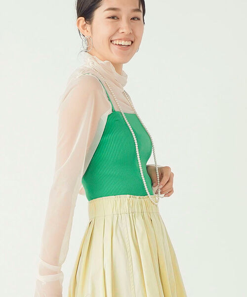 NOLLEY’S(ノーリーズ)の「《手洗い可能》リブビスチェ(ニット/セーター・レディース・グリーン/ブラック/アイボリー・38)」の1枚目の写真