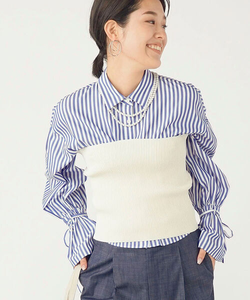 NOLLEY’S(ノーリーズ)の「《手洗い可能》リブビスチェ(ニット/セーター・レディース・グリーン/ブラック/アイボリー・38)」の2枚目の写真