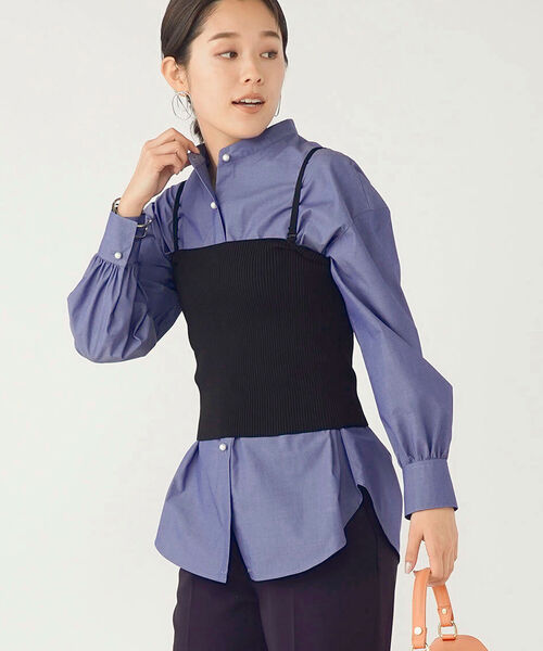 NOLLEY’S(ノーリーズ)の「《手洗い可能》リブビスチェ(ニット/セーター・レディース・グリーン/ブラック/アイボリー・38)」の3枚目の写真