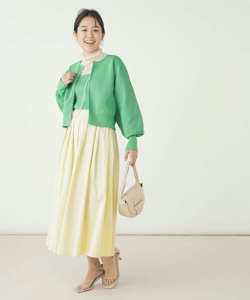 NOLLEY’S(ノーリーズ)の「《手洗い可能》リブビスチェ(ニット/セーター・レディース・グリーン/ブラック/アイボリー・38)」の8枚目の写真