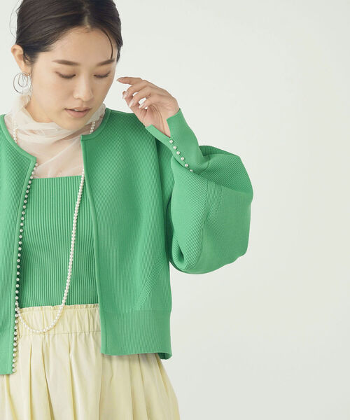 NOLLEY’S(ノーリーズ)の「《手洗い可能》リブビスチェ(ニット/セーター・レディース・グリーン/ブラック/アイボリー・38)」の12枚目の写真