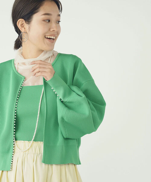 NOLLEY’S(ノーリーズ)の「《手洗い可能》リブビスチェ(ニット/セーター・レディース・グリーン/ブラック/アイボリー・38)」の13枚目の写真