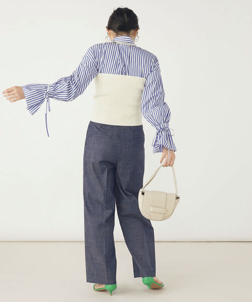 NOLLEY’S(ノーリーズ)の「《手洗い可能》リブビスチェ(ニット/セーター・レディース・グリーン/ブラック/アイボリー・38)」の17枚目の写真