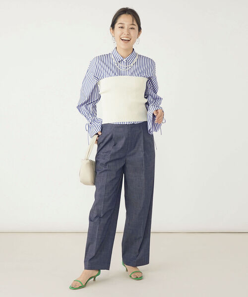 NOLLEY’S(ノーリーズ)の「《手洗い可能》リブビスチェ(ニット/セーター・レディース・グリーン/ブラック/アイボリー・38)」の18枚目の写真