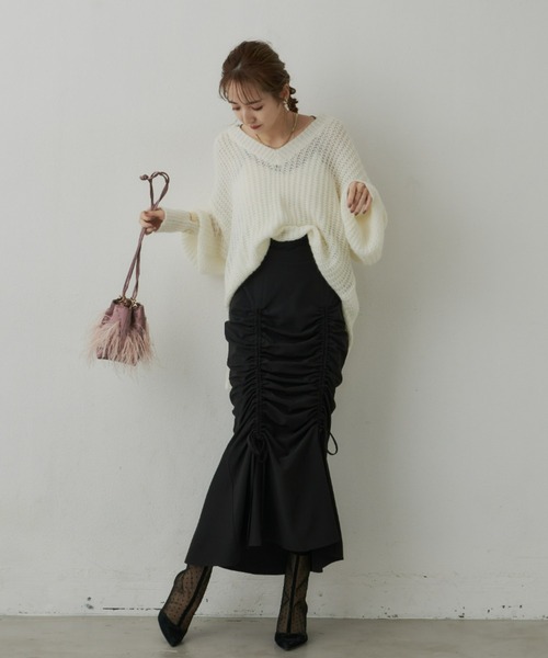 VIOLETTA（ヴィオレッタ）の「ドロストシャーリングスカート（スカート・レディース・ブラック/モカ・S/M）」の3枚目の写真