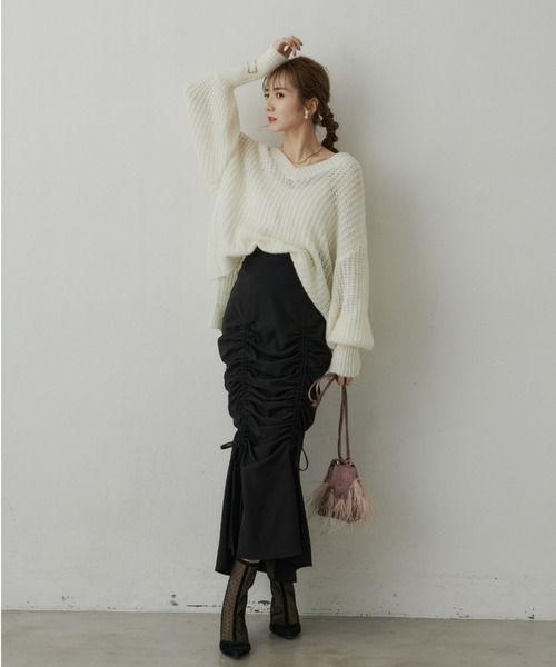 VIOLETTA（ヴィオレッタ）の「ドロストシャーリングスカート（スカート・レディース・ブラック/モカ・S/M）」の10枚目の写真