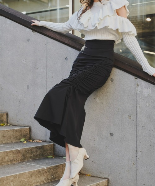 VIOLETTA（ヴィオレッタ）の「ドロストシャーリングスカート（スカート・レディース・ブラック/モカ・S/M）」の5枚目の写真