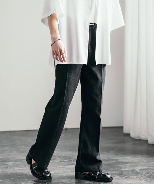 Rocky Monroe（ロッキーモンロー）の「ワイドシルエットセンタープレスフレアデニムパンツ（デニムパンツ・メンズ・インディゴブルー/ブルー/グレー/ブラック/ライトブラック・M/L/XL）」の21枚目の写真