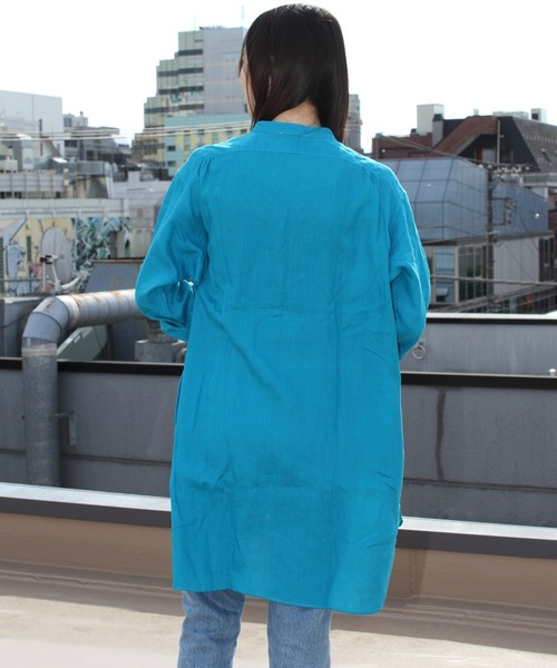 ORCIVAL(オーシバル)の「ORCIVAL/オーシバル バンドカラーシャツ BAND COLLAR SHIRT RC-3794 YLF(シャツワンピース・レディース・ターコイズブルー/ブルー・1)」の5枚目の写真