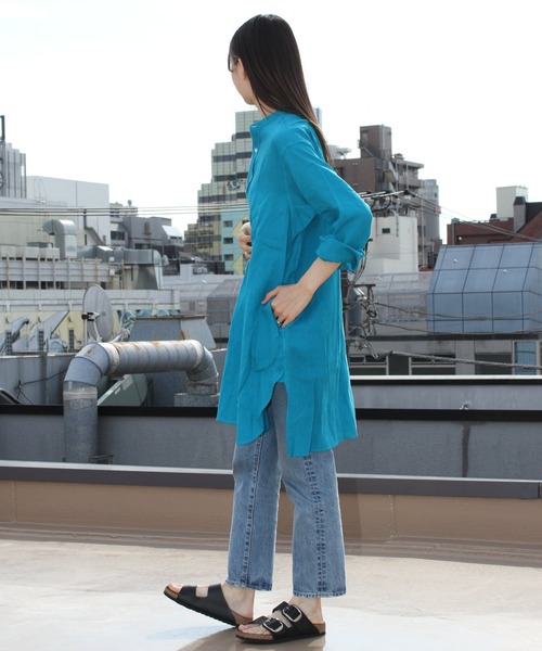 ORCIVAL(オーシバル)の「ORCIVAL/オーシバル バンドカラーシャツ BAND COLLAR SHIRT RC-3794 YLF(シャツワンピース・レディース・ターコイズブルー/ブルー・1)」の7枚目の写真